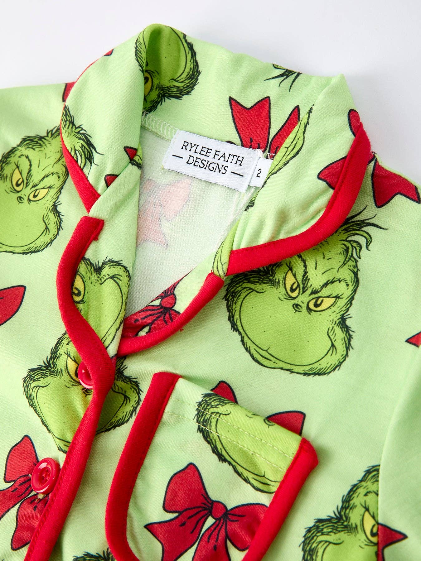 Resting Grinch Face Girls Pj Set