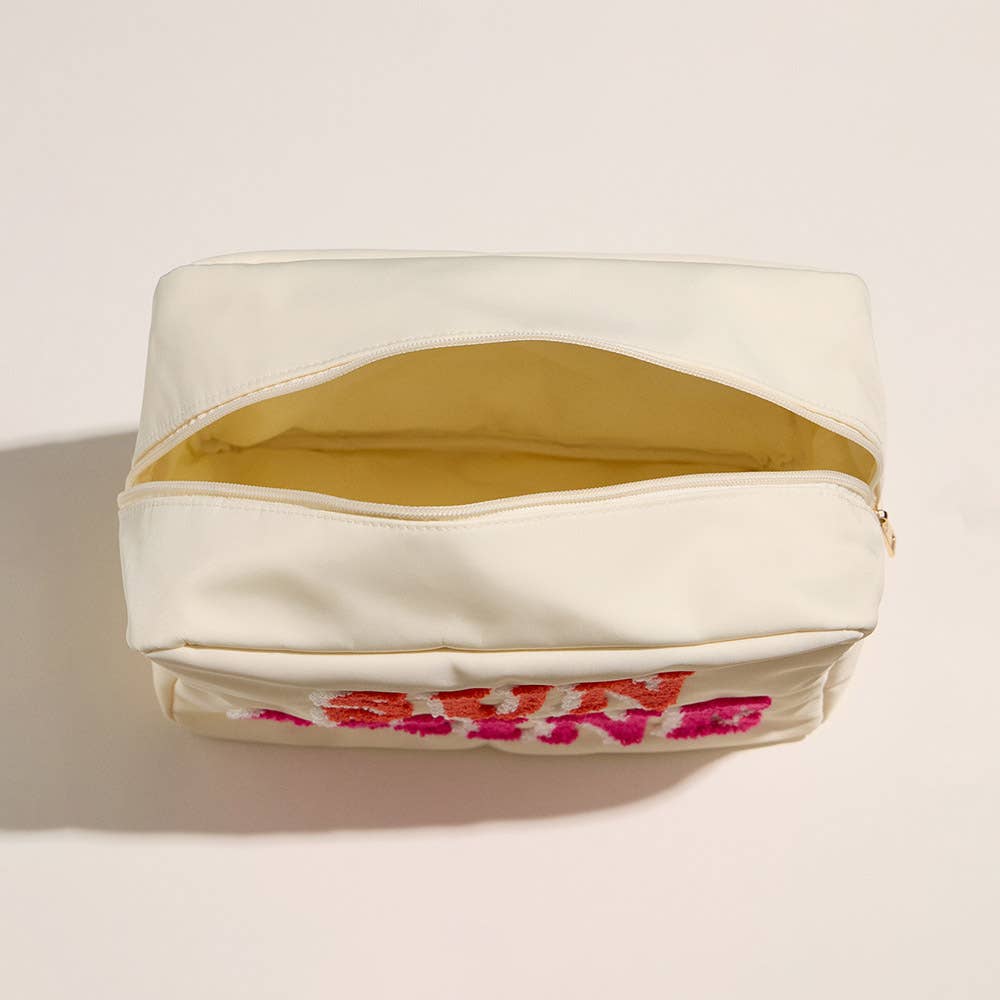 SUN SHINE Message Patch Embroidered Pouch Bag / Organizer
