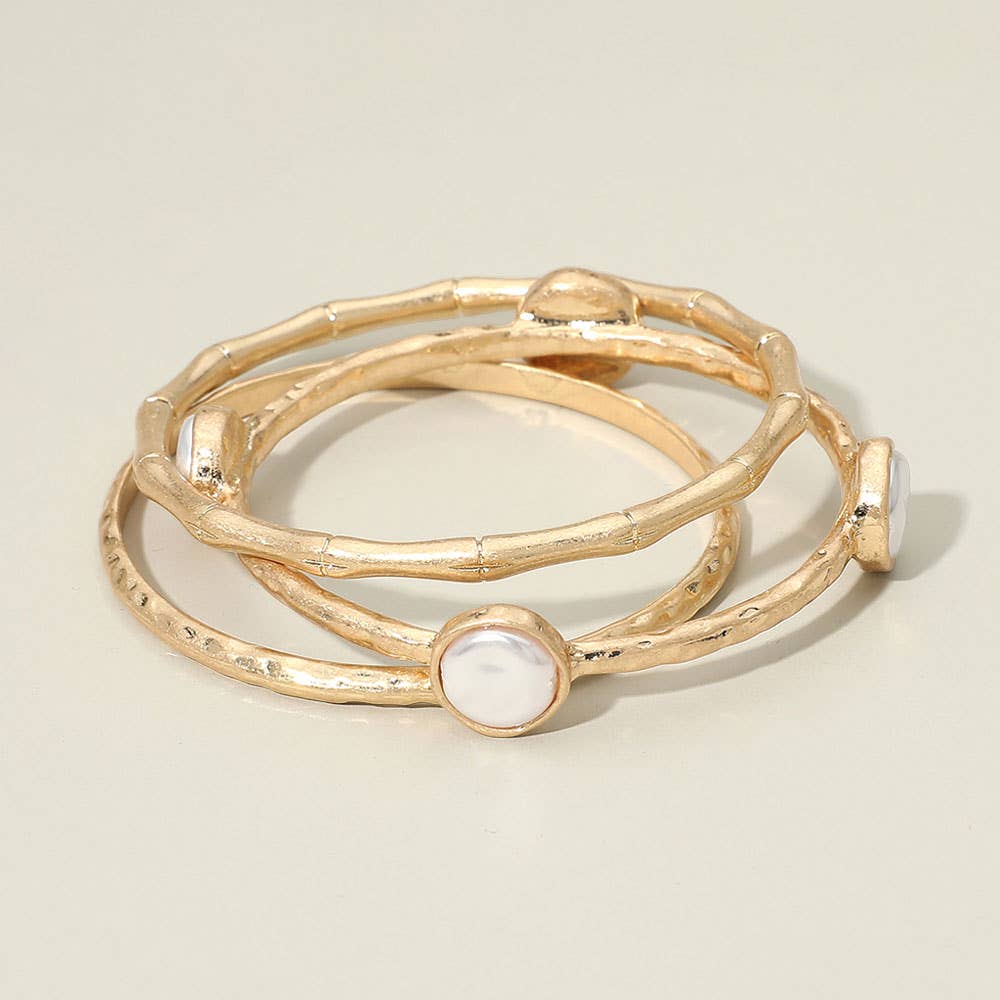 3PCS - Disc Accent Multi Layered Bangle Bracelet