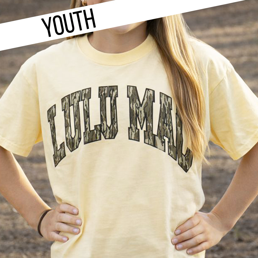 KD-MO-1000 Mossy Oak Bottomland Butter Youth Comfort Colors Mossy Oak Tee: Butter / Large