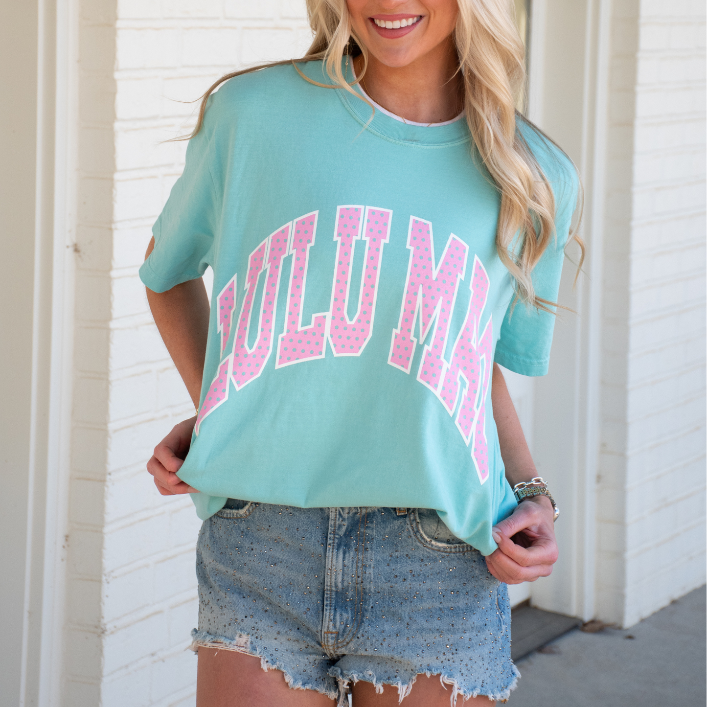 LM-PD-1001 Polka Dot Adult Chalky Mint Comfort Colors Tee: Chalky Mint / Large