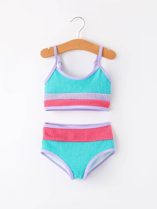 Blue and Red Stripes Kid's Swimsuit