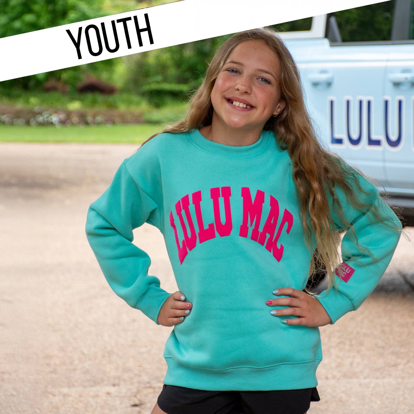 Lulu Mac Youth MINT/HOT PINK PUFF