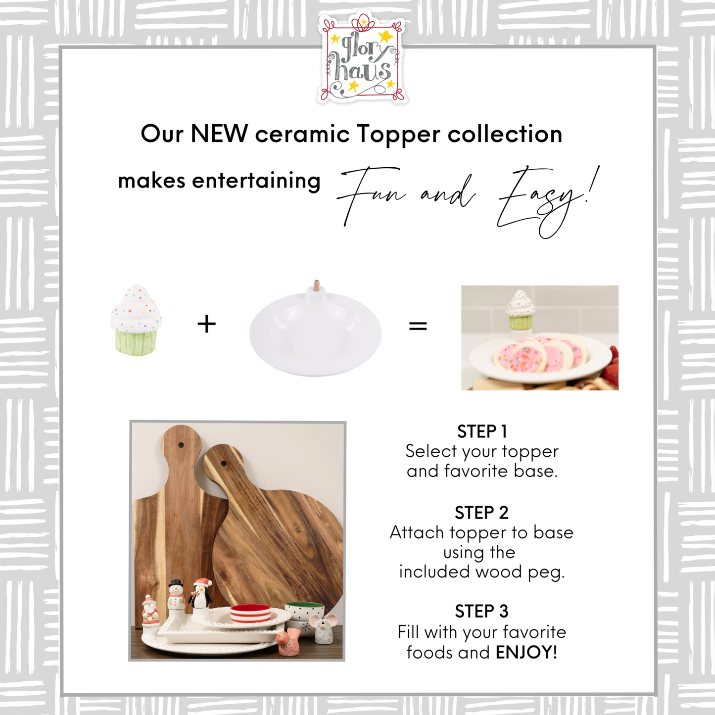 Merry Christmas Holly Charcuterie Topper