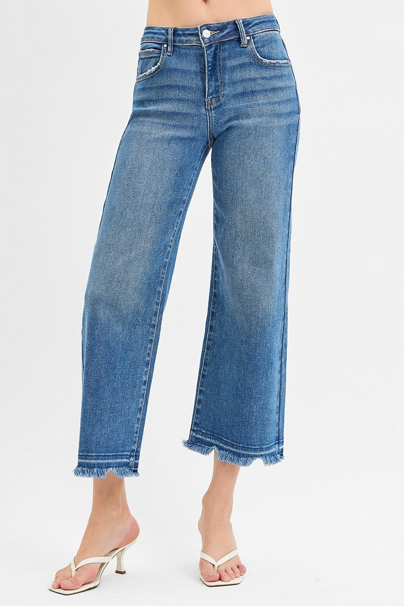 The Wardrobe Winner Mid-Rise Crop Wide Jeans (Medium) Risen Brand