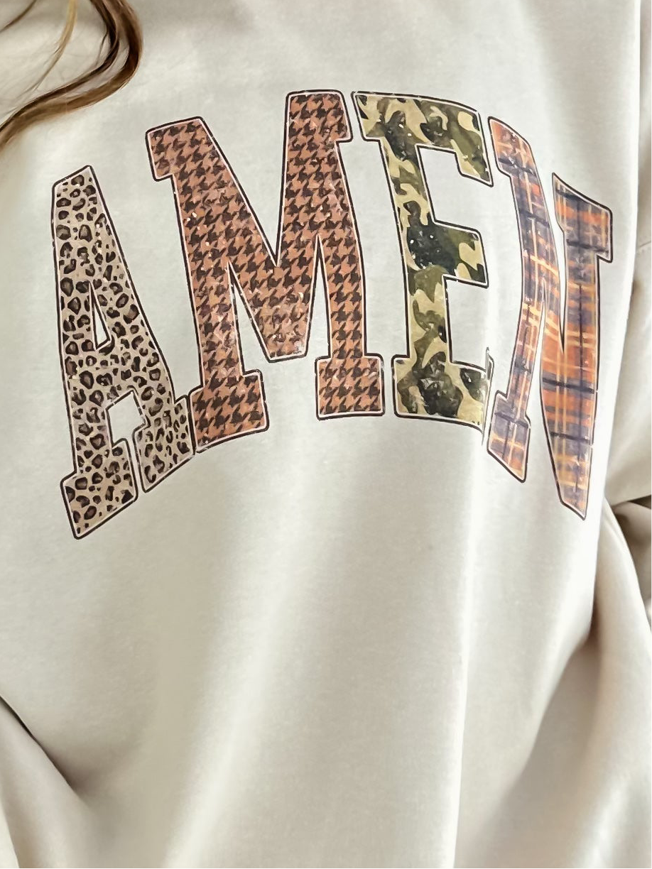 AMEN Patchwork Sweatshirt Adult Sand