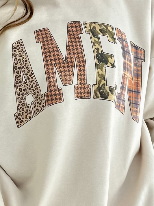 AMEN Patchwork Sweatshirt Adult Sand