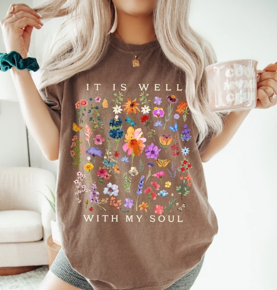 It Is Well | Christian | Faith | Wild Flowers CC Graphic Tee