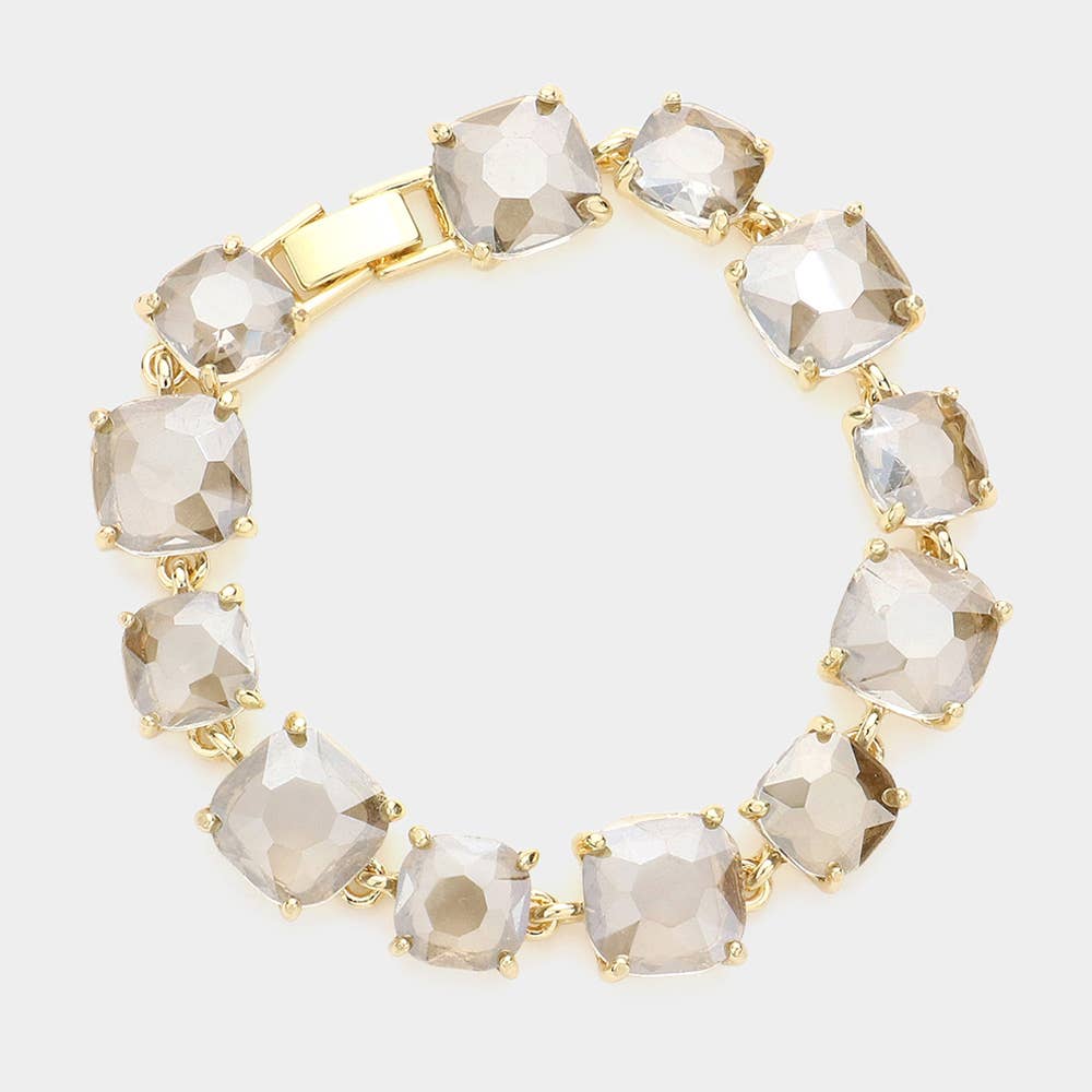 Cushion Square Stone Link TAUPE Bracelet