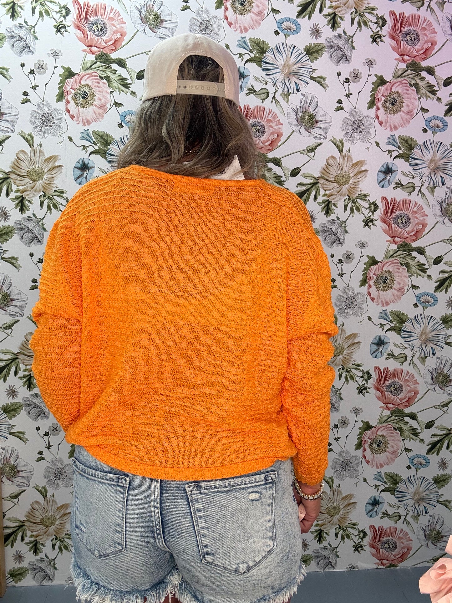 V Neck Dropped Shoulder Sweater