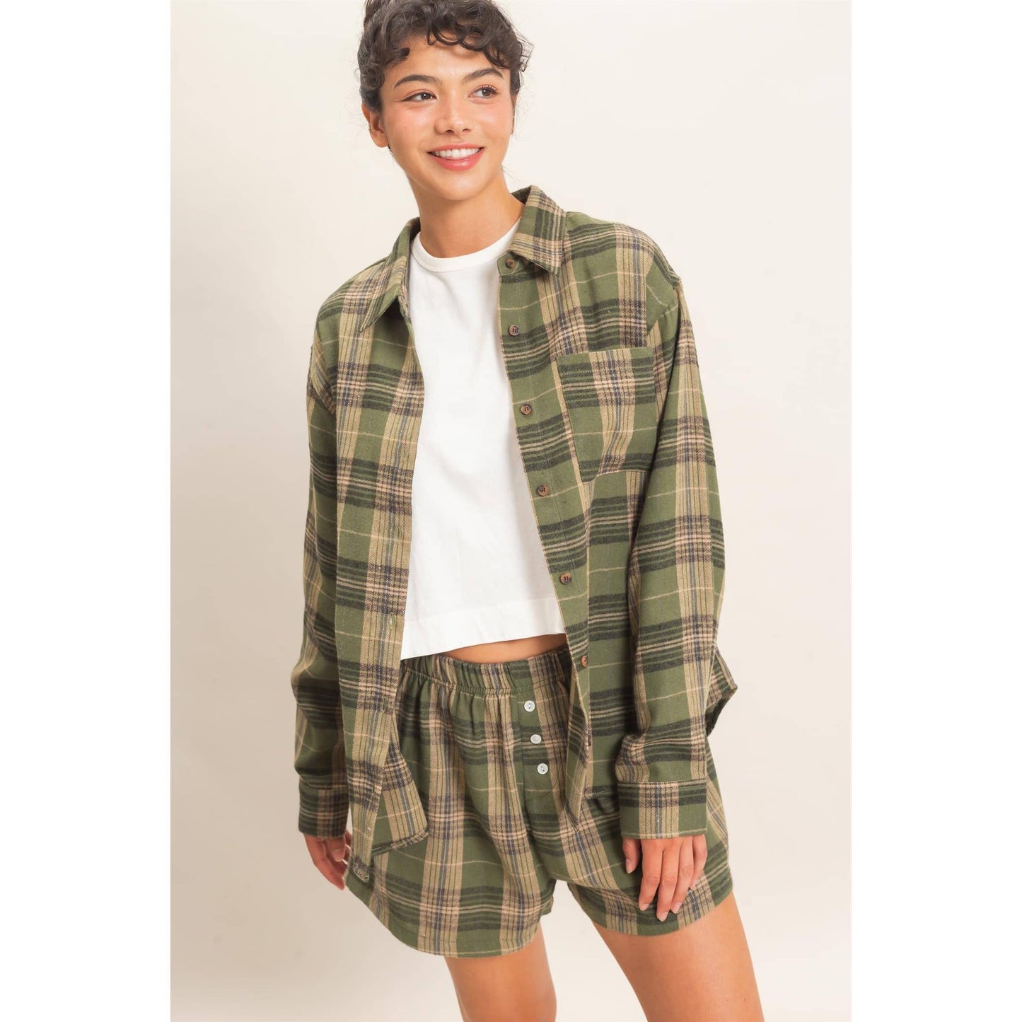Falling For You Long Sleeve Plaid Button Up