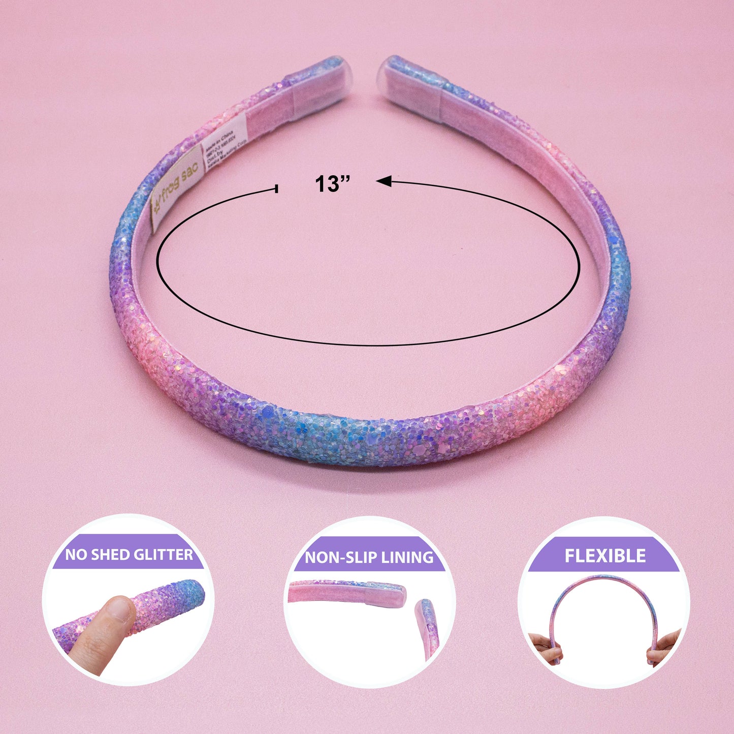 Glitter Headband - Thin Hairbands for Kids: Multi-Colored