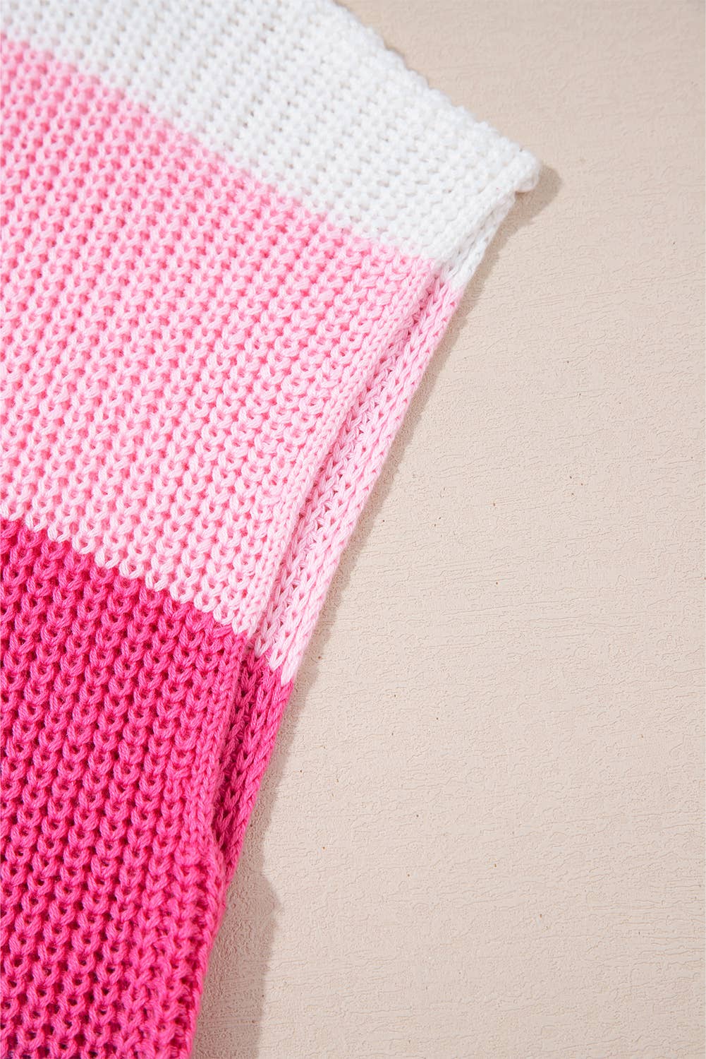Color Block Notch V Neck Sweater T Shirt Pink