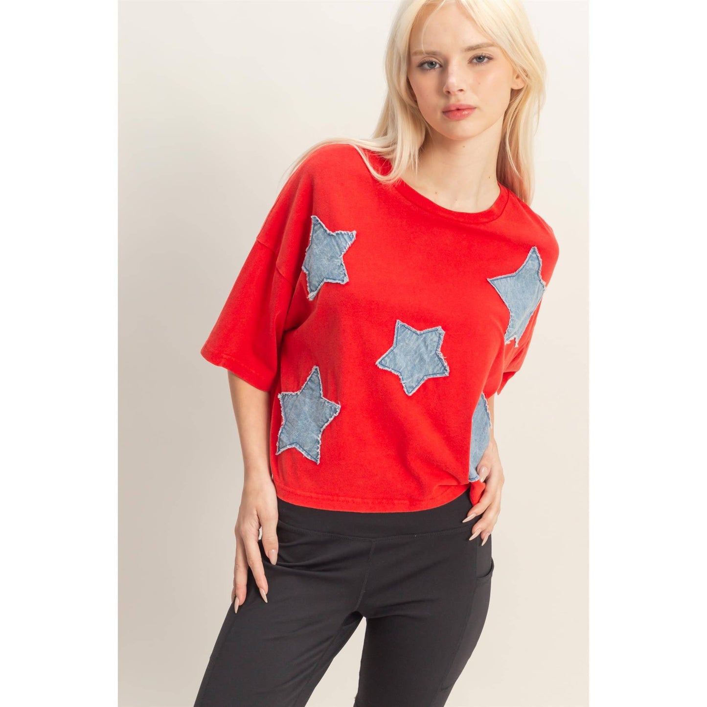 Raw Edge Star Patch Crop