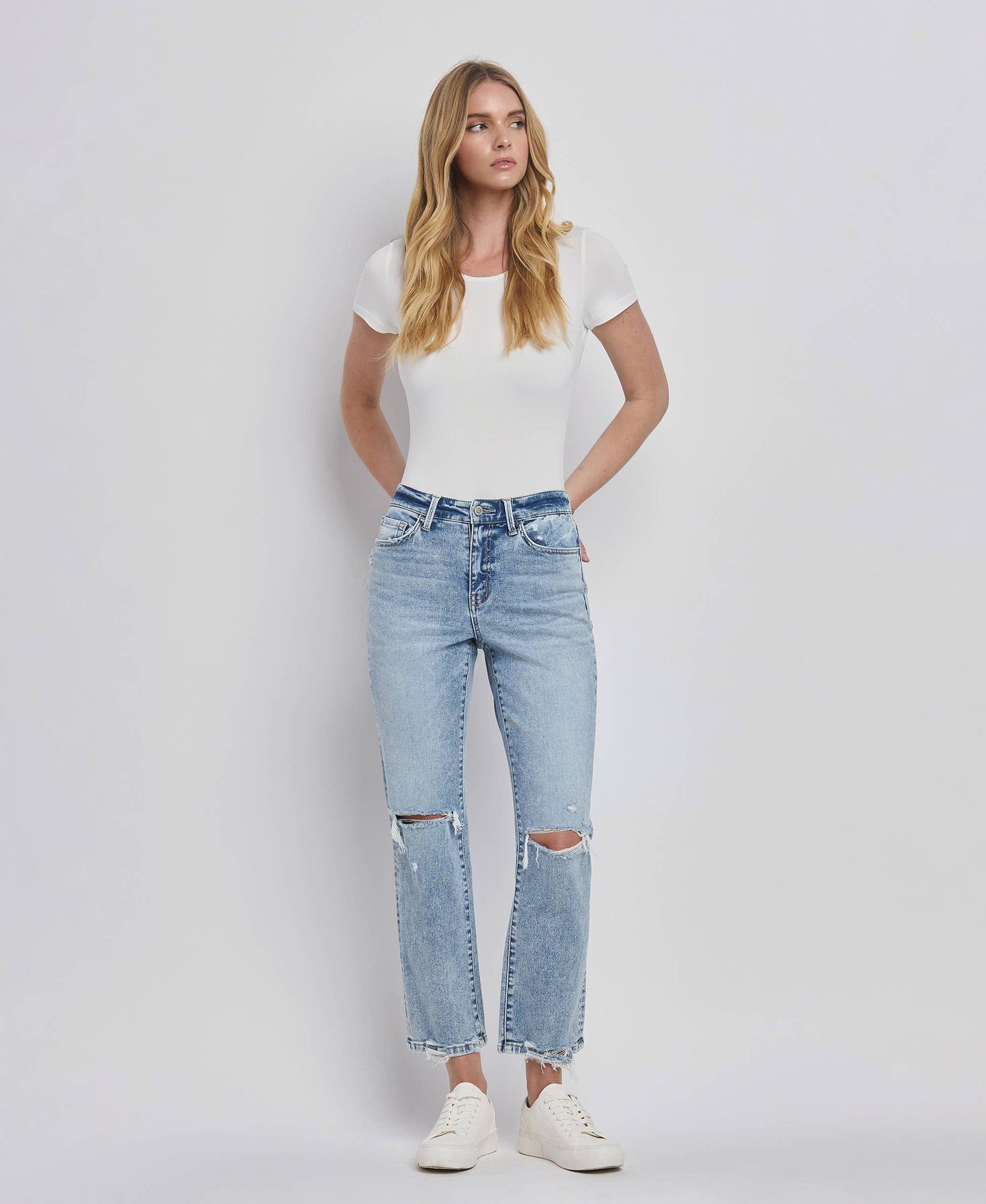 The Distressed Darling High Rise Straight Jean