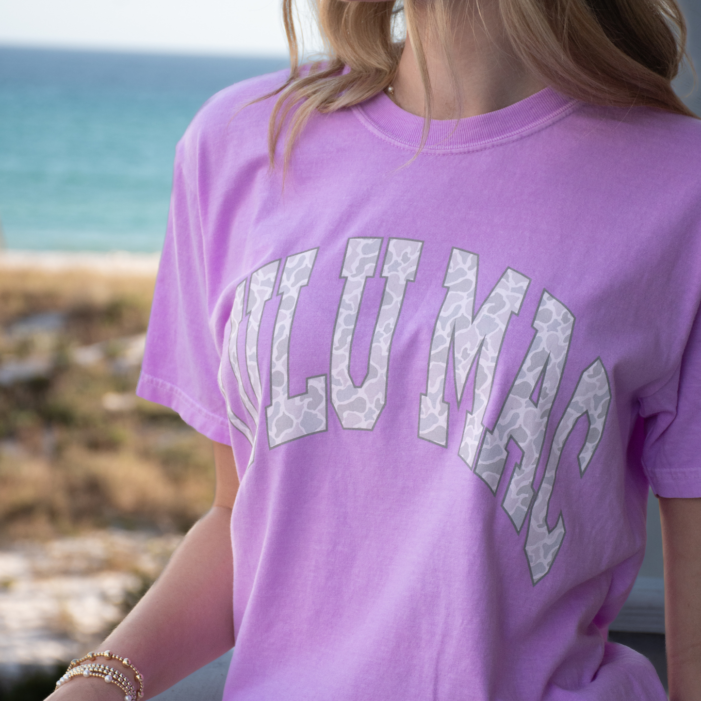 Lulu Mac Camo Adult Neon Violet Comfort Colors Tee: Neon Violet