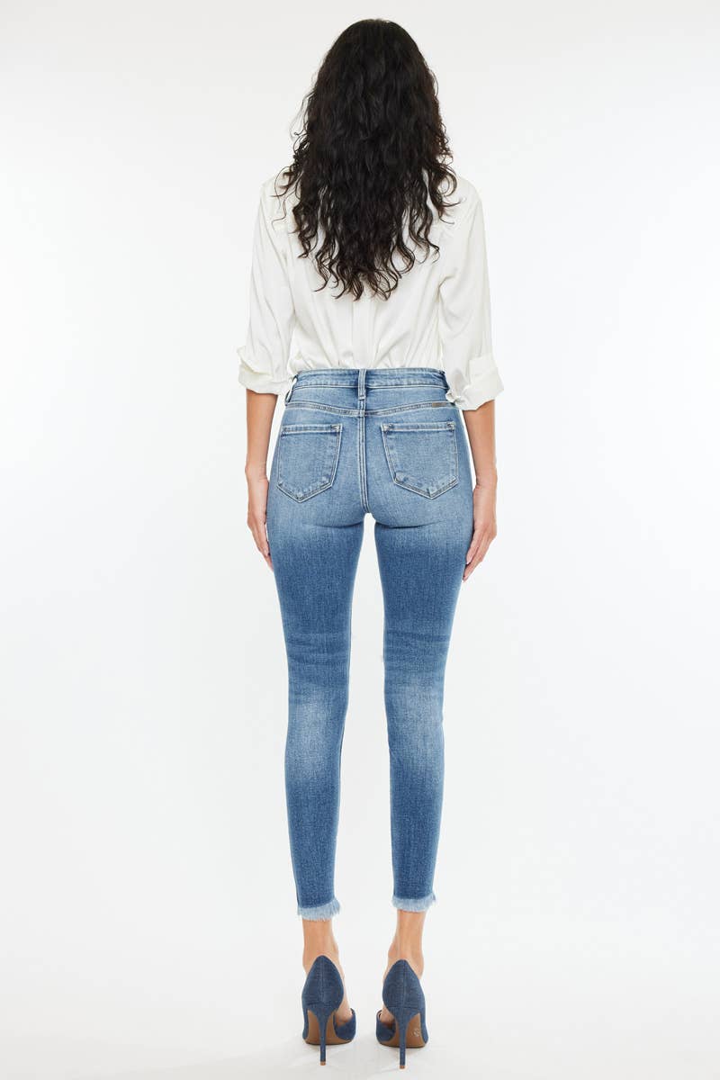 The Hot Girl Hem Kan Can High-Rise Fray Hem Skinny Jean