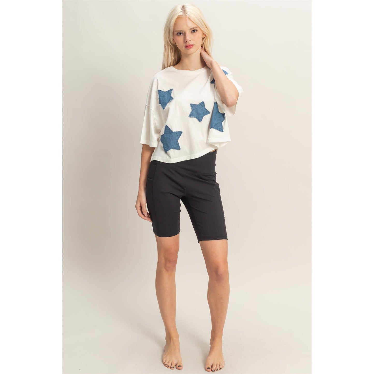 Raw Edge Star Patch Crop