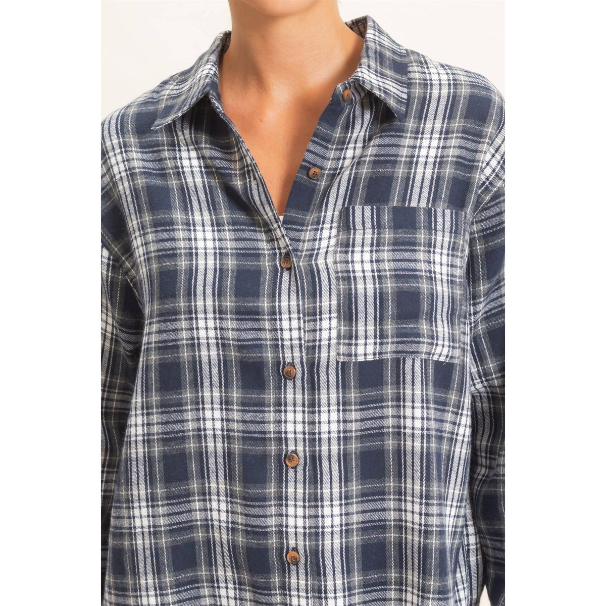 Falling For You Long Sleeve Plaid Button Up