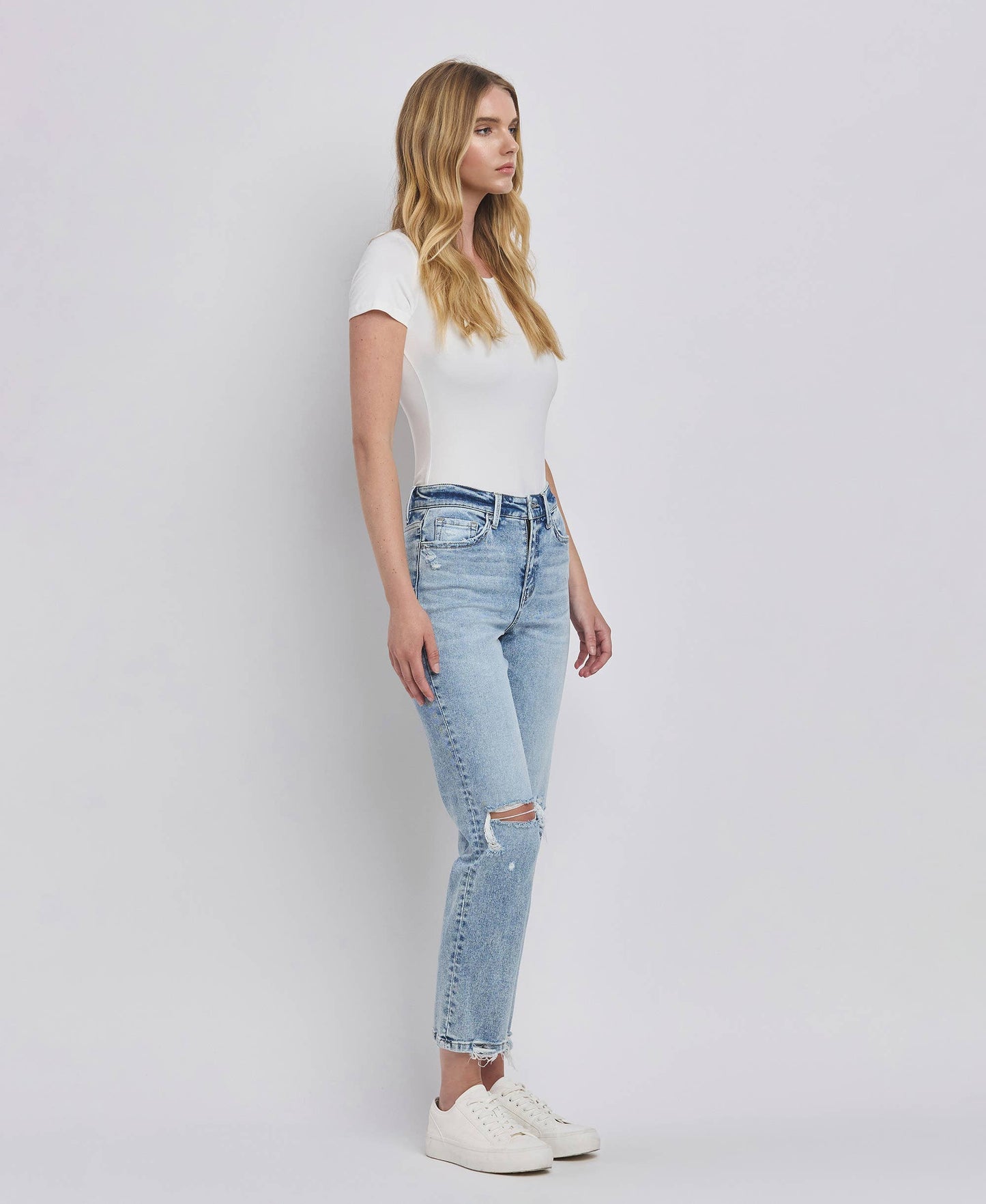 The Distressed Darling High Rise Straight Jean