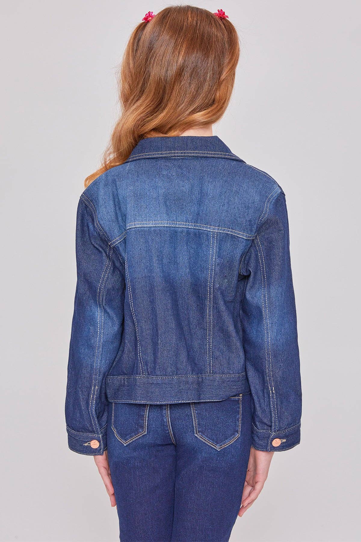 Girls Basic Oversized Denim Jacket Dark Wash