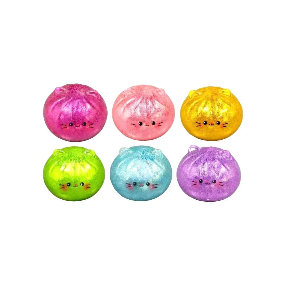 Metallic Steamed Bao Bun Cat Dumpling Squeeze Squishy Stress Relief Toy