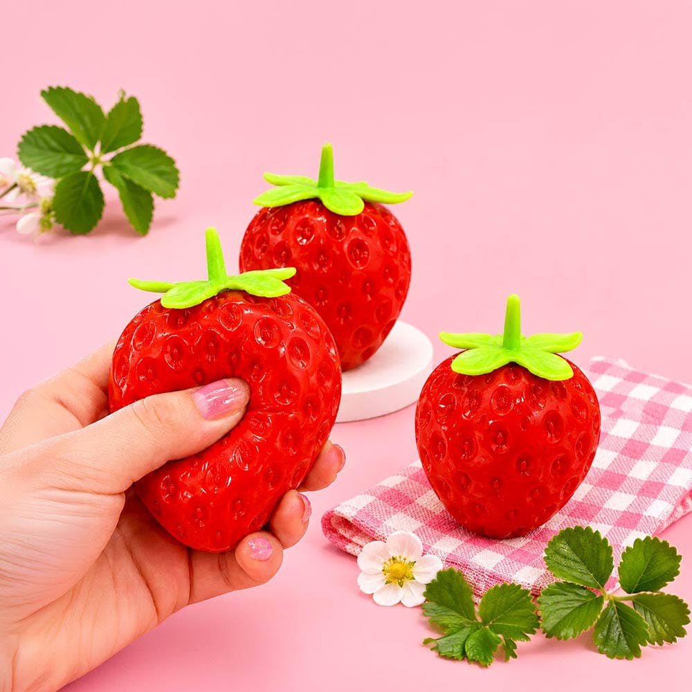 12PCS - Strawberry Squeeze Squishy Stress Relief Toy