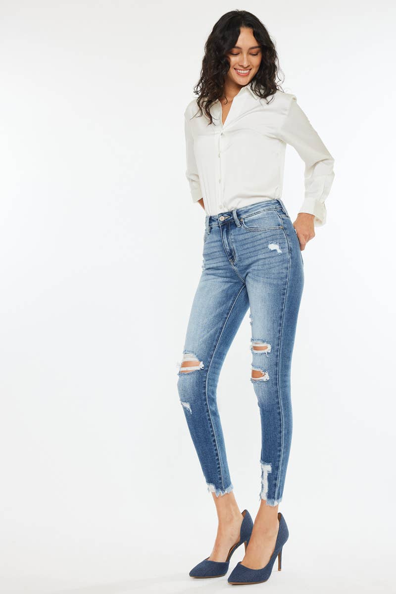 The Hot Girl Hem Kan Can High-Rise Fray Hem Skinny Jean