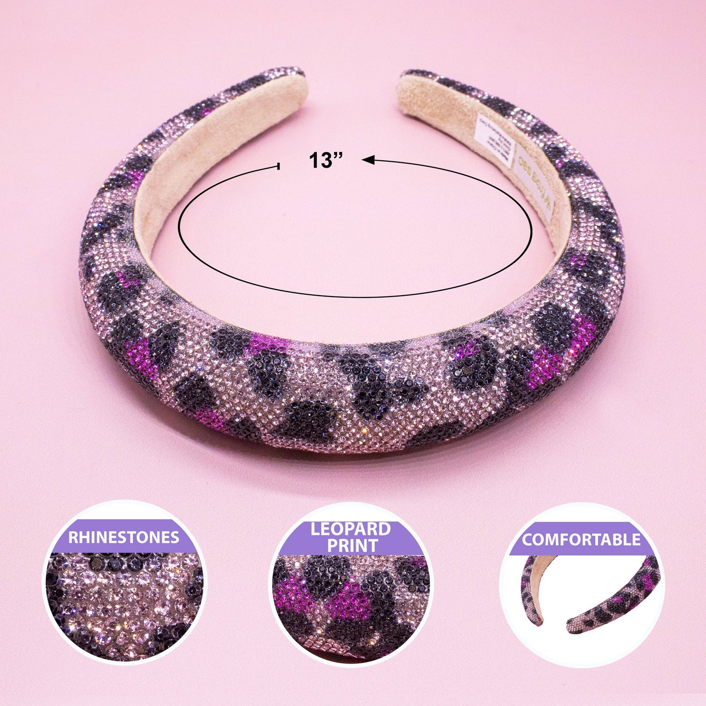 Rhinestone Headband - Kids Leopard Animal Print Hair Band