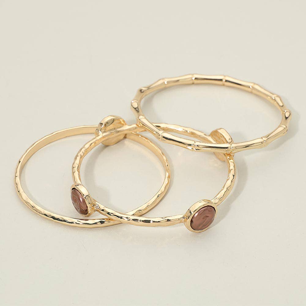 3PCS - Disc Accent Multi Layered Bangle Bracelet
