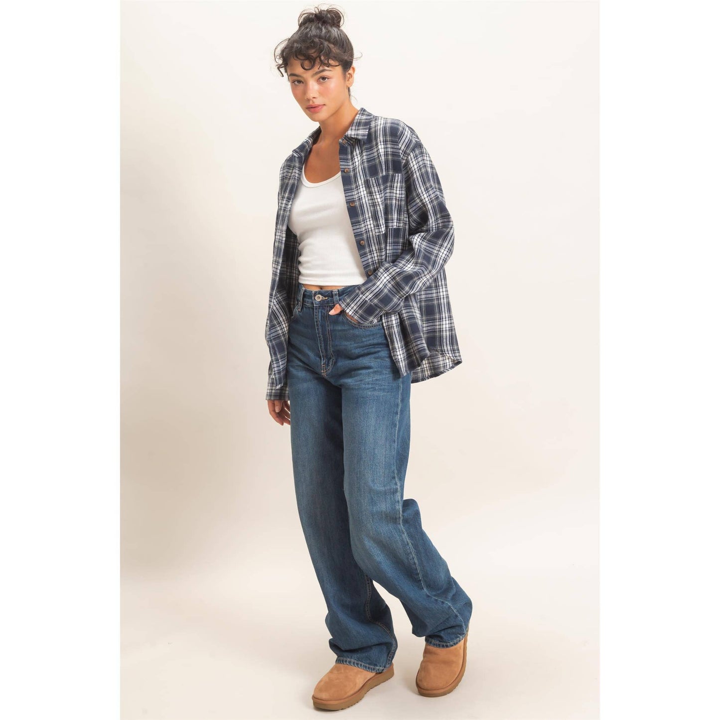 Falling For You Long Sleeve Plaid Button Up