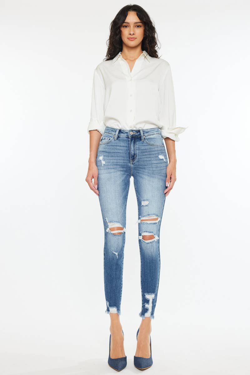 The Hot Girl Hem Kan Can High-Rise Fray Hem Skinny Jean