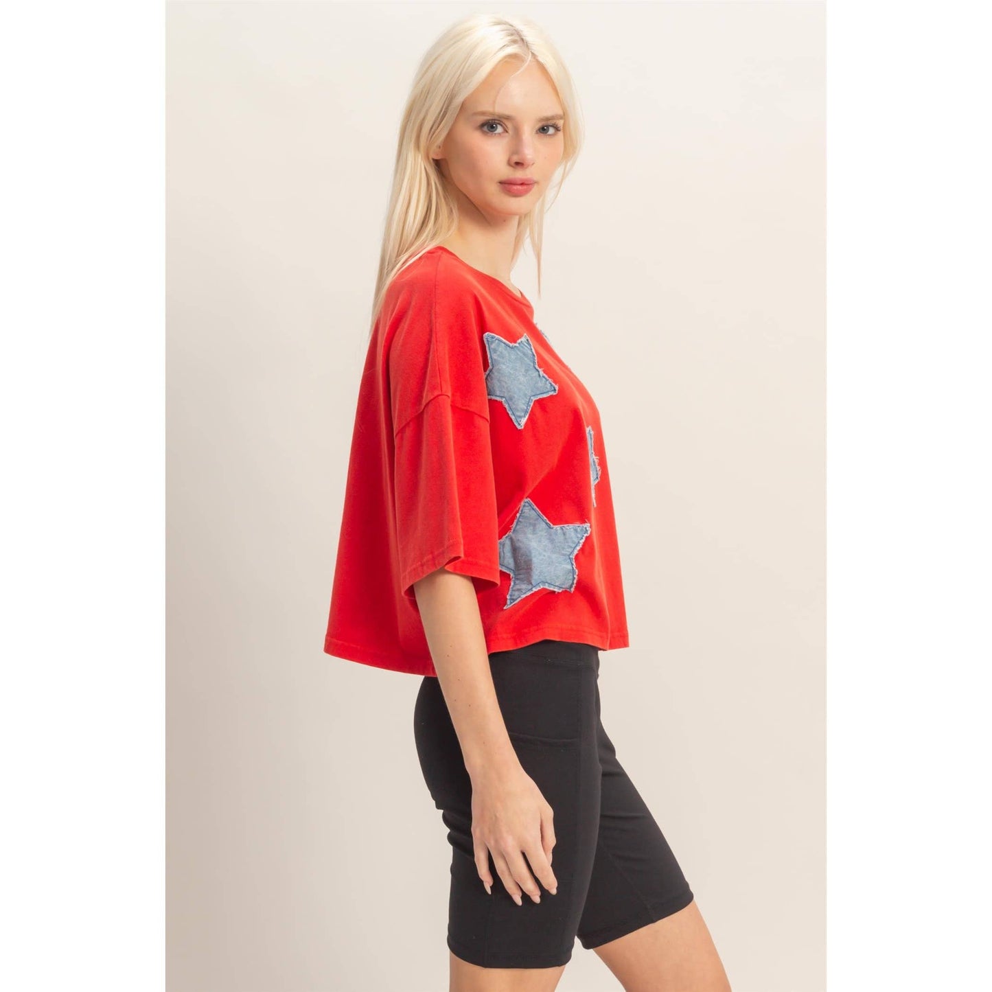 Raw Edge Star Patch Crop