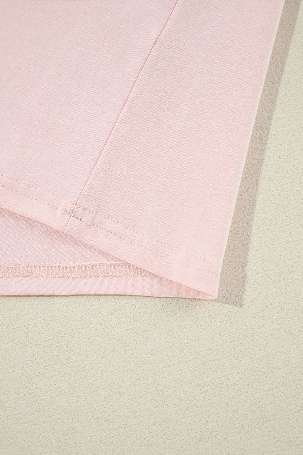 Color Block Stitching Sleeve Round Neck Oversize Top Pink