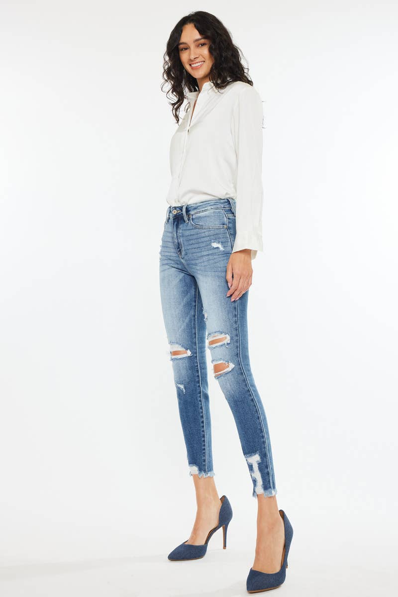 The Hot Girl Hem Kan Can High-Rise Fray Hem Skinny Jean