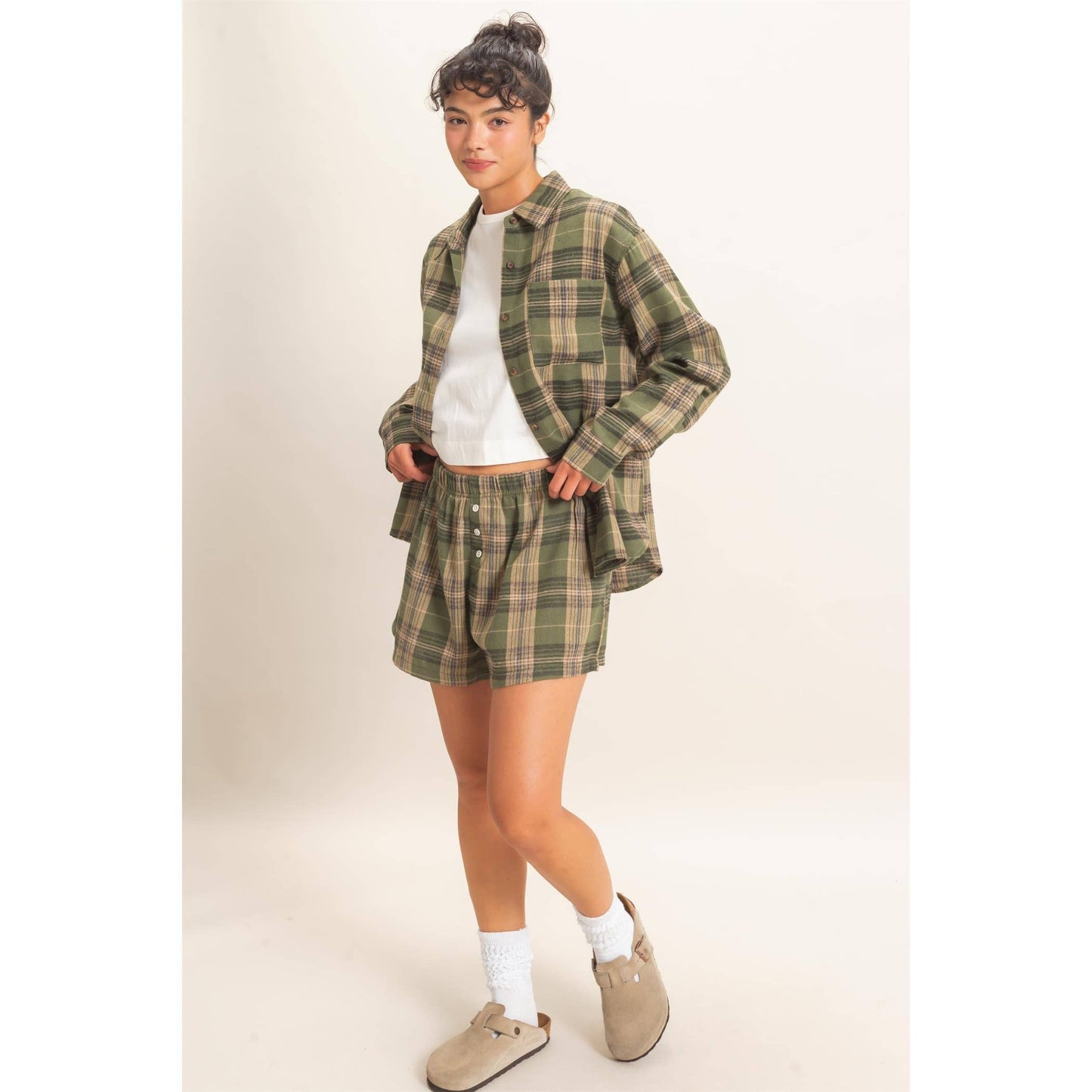 Falling For You Long Sleeve Plaid Button Up