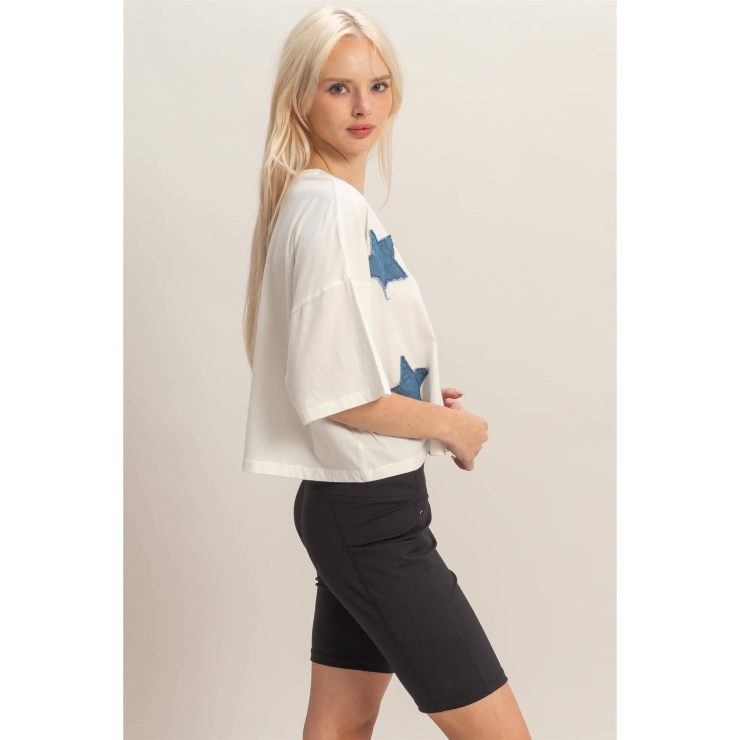 Raw Edge Star Patch Crop