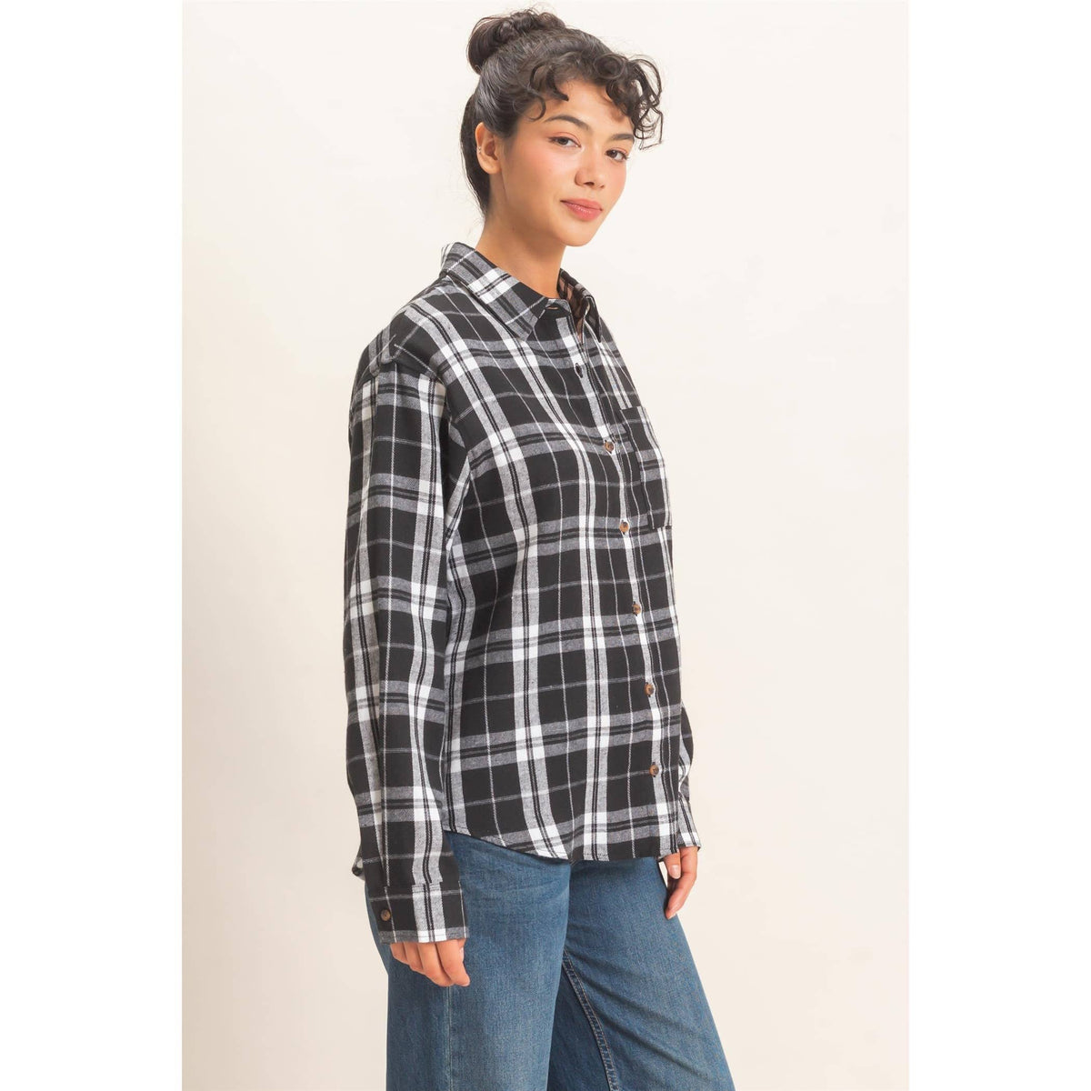 Falling For You Long Sleeve Plaid Button Up