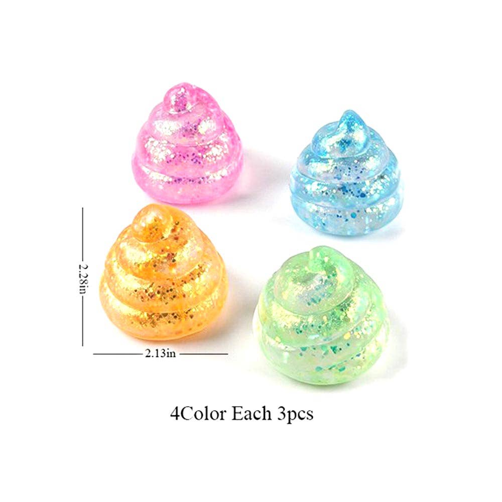 12PCS - Glitter Swirl Cone Squeeze Squishy Stress Relief Toy