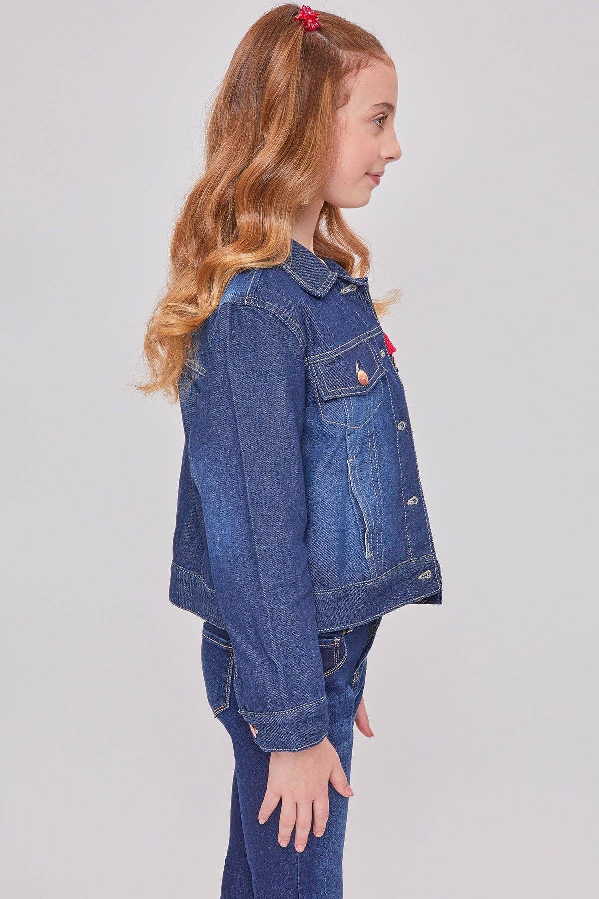Girls Basic Oversized Denim Jacket Dark Wash