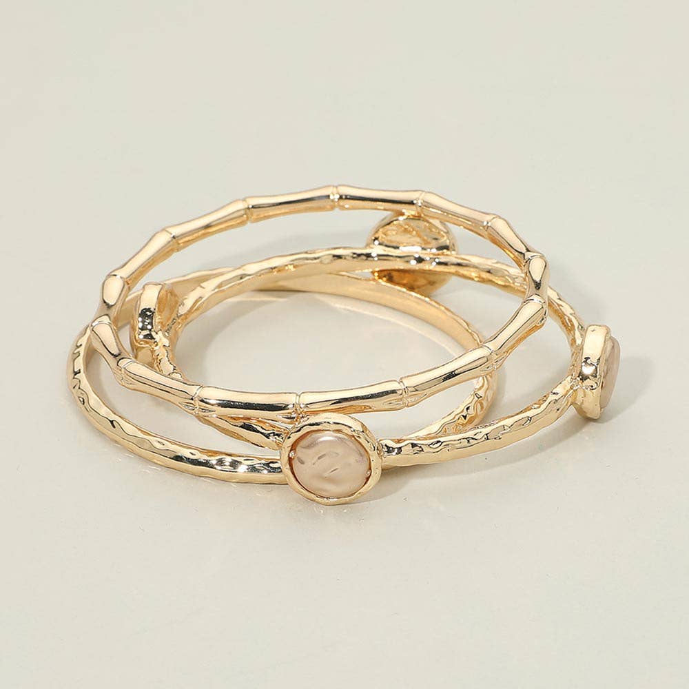 3PCS - Disc Accent Multi Layered Bangle Bracelet