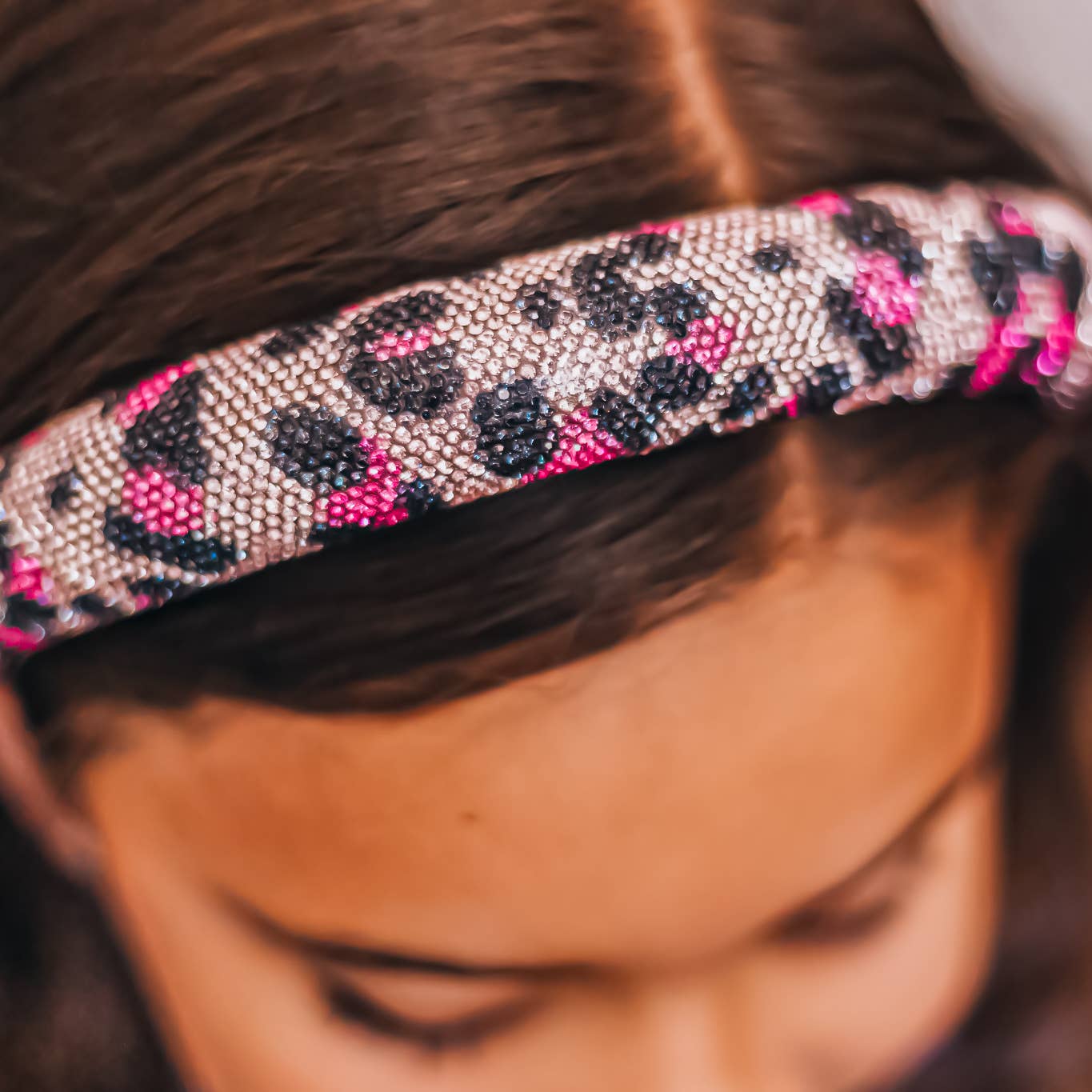 Rhinestone Headband - Kids Leopard Animal Print Hair Band