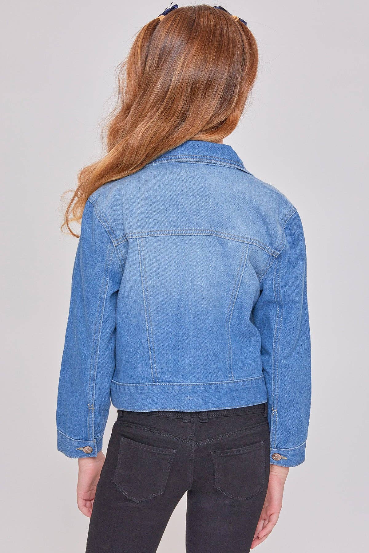 Girls Basic Oversized Denim Jacket-GJ19676 Medium Wash