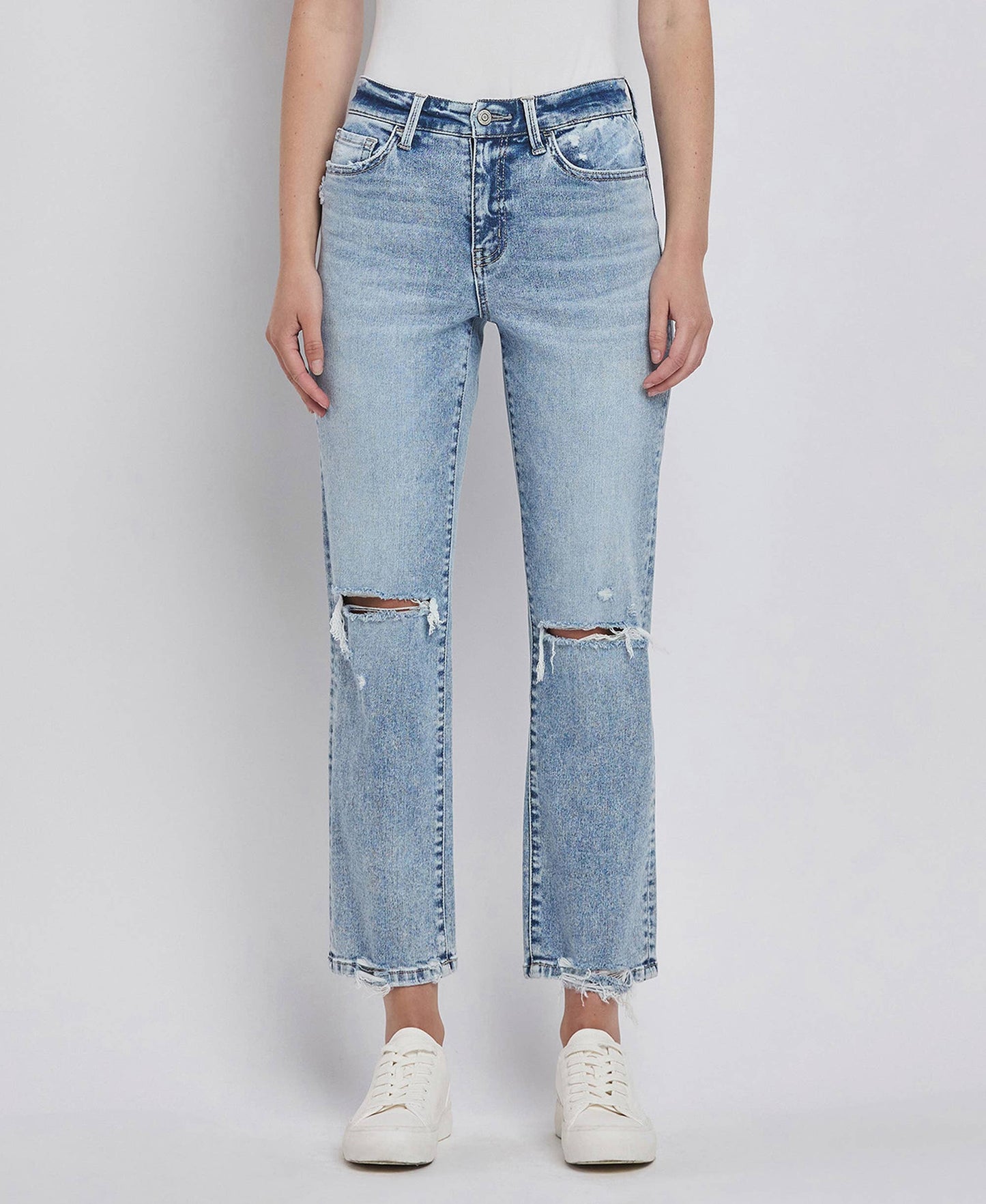 The Distressed Darling High Rise Straight Jean