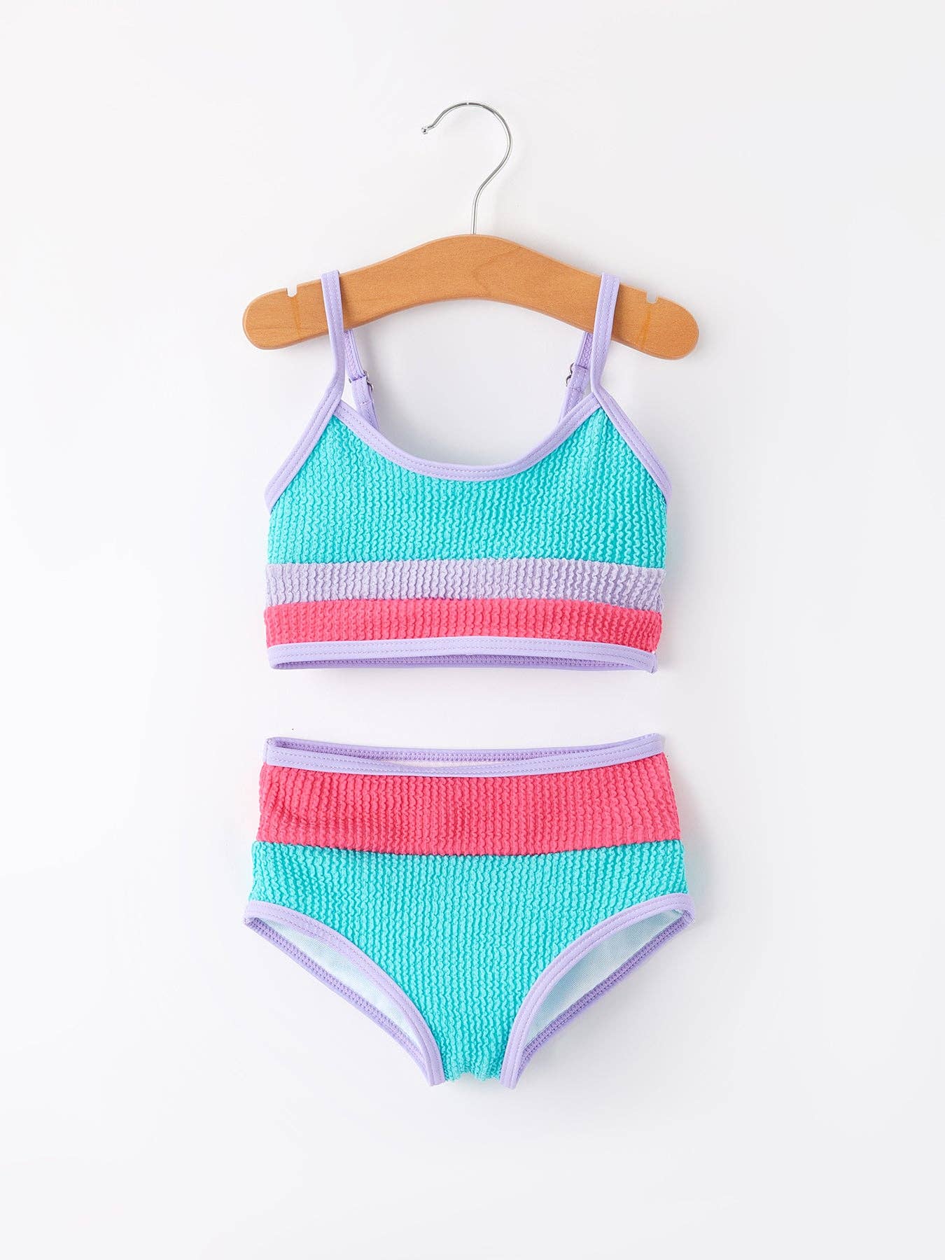 Blue and Red Stripes  Kid's Swimsuit