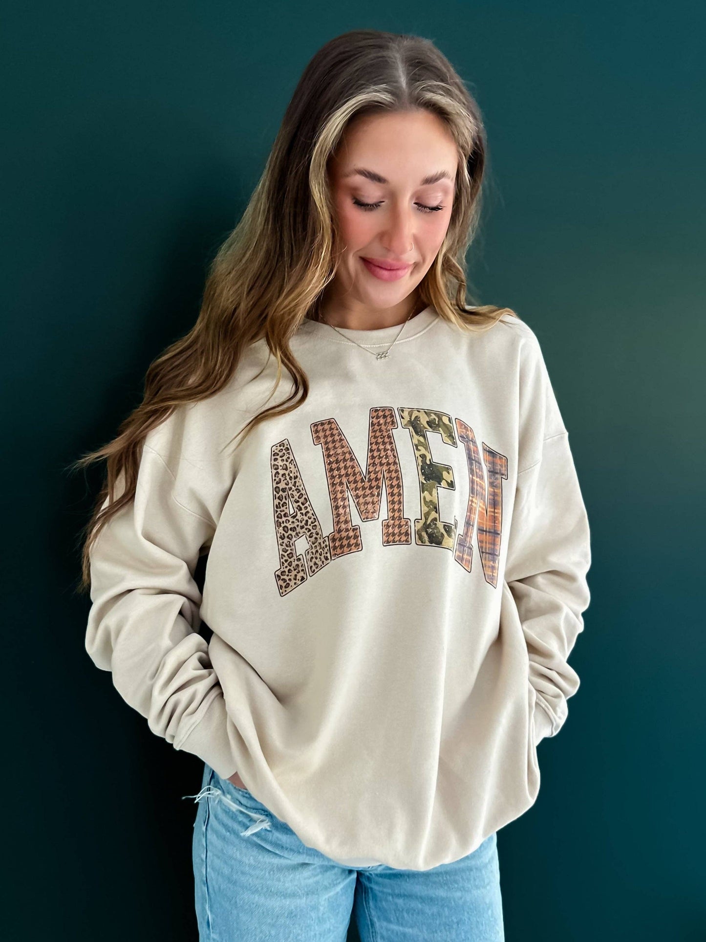 AMEN Patchwork Sweatshirt Adult Sand