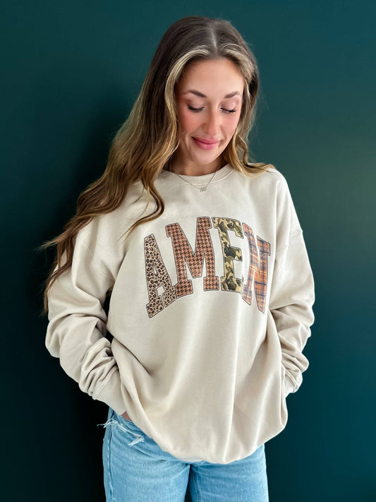 AMEN Patchwork Sweatshirt Adult Sand
