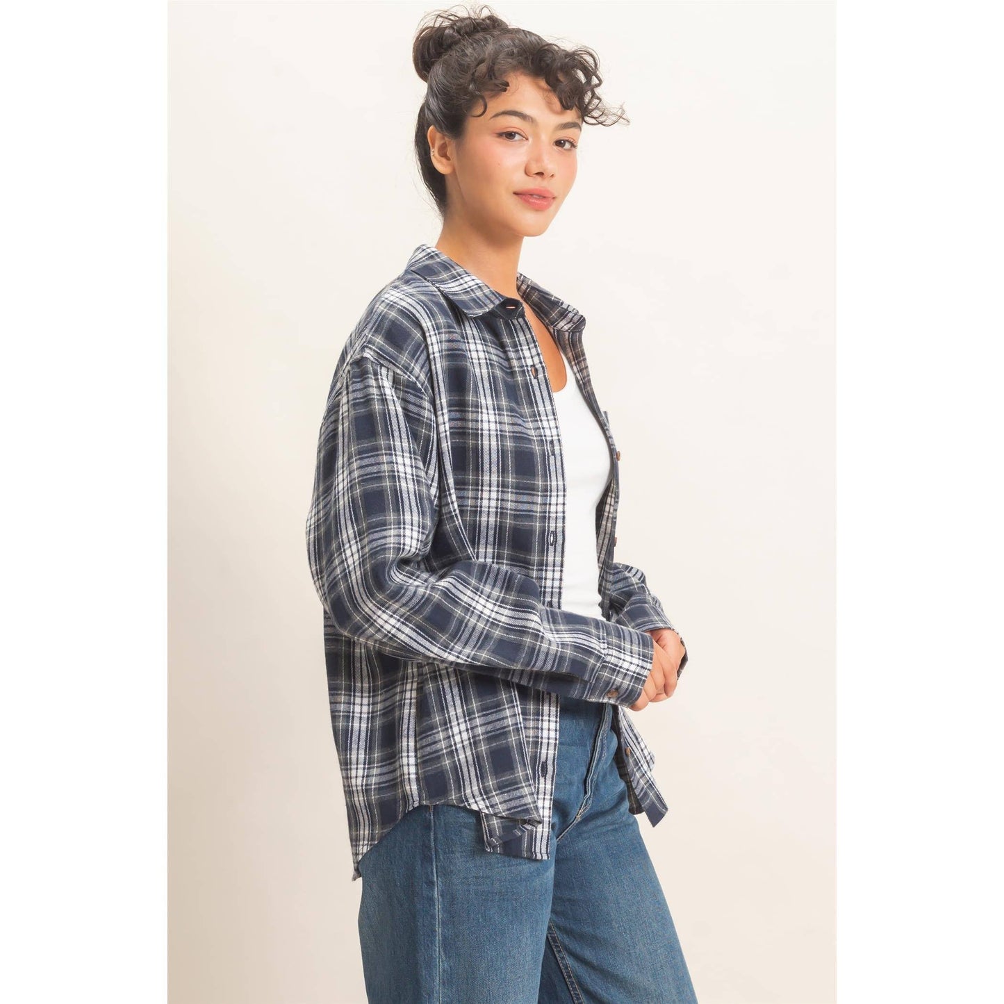 Falling For You Long Sleeve Plaid Button Up
