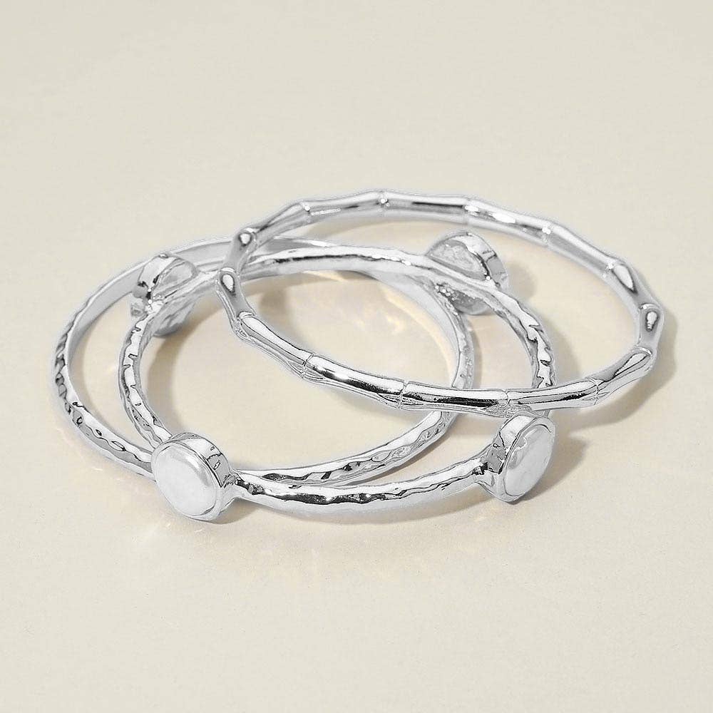 3PCS - Disc Accent Multi Layered Bangle Bracelet