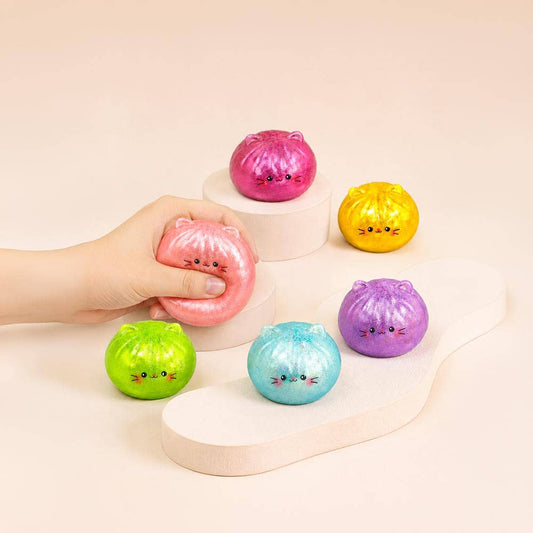 Metallic Steamed Bao Bun Cat Dumpling Squeeze Squishy Stress Relief Toy